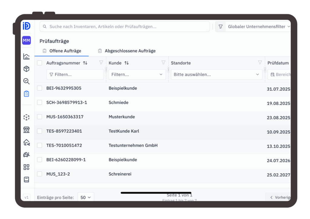 Prüfaufträge tagIDeasy